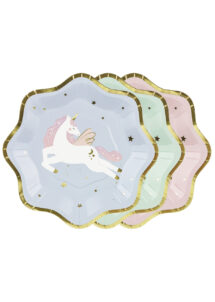 assiette jetable licorne, vaisselle jetable anniversaire licorne, anniversaire enfant licorne