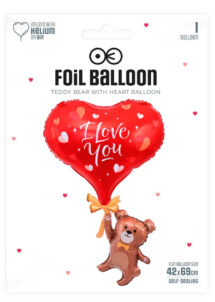 ballon coeur Saint Valentin, ballon ourson et coeur, ballon aluminium coeur