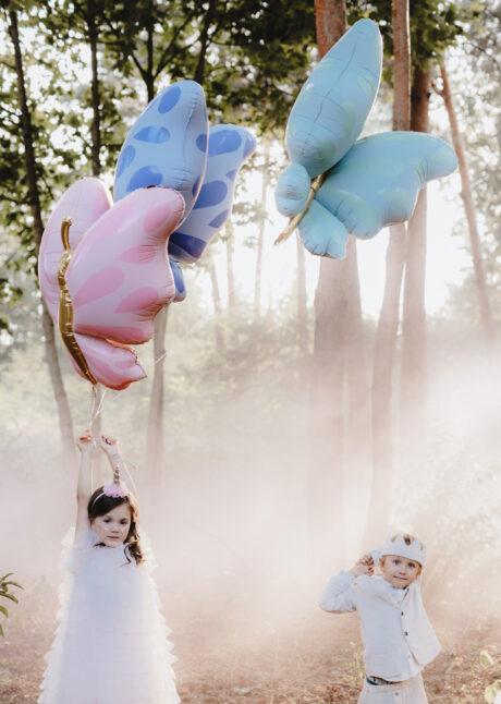 ballon papillon, ballons animaux, ballon hélium, Ballon Papillon Bleu et Doré, en Aluminium