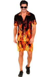 chemise flammes, déguisement flammes, déguisement feu, chemise diable, déguisement années 90