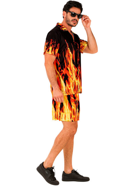 chemise flammes, déguisement flammes, déguisement feu, chemise diable, déguisement années 90, Chemise et Short Flammes, Devil, Années 90