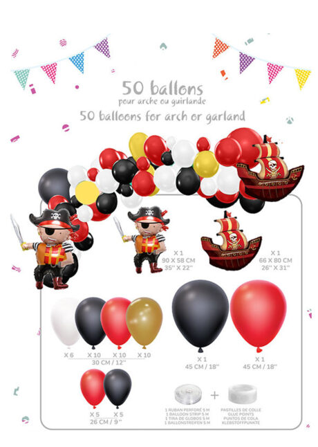 arche ballons pirates, guirlande ballons pirates, ballons décos pirates, Arche Guirlande de Ballons Pirates